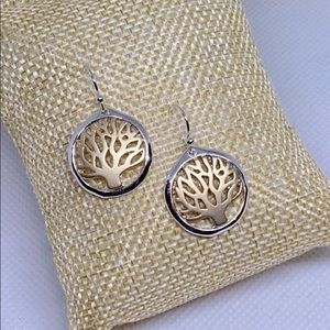 Tree of Life Charm Circle Fish Hook New Earrings